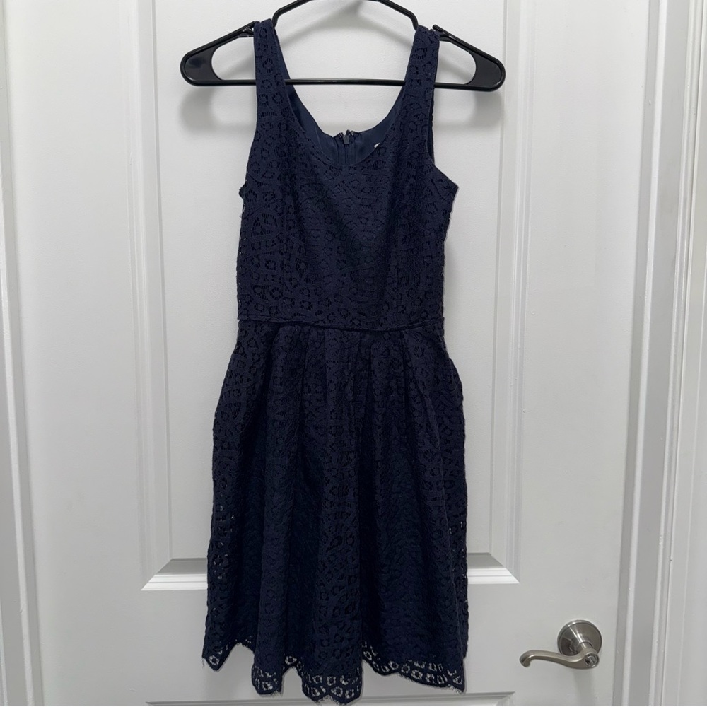 J. Crew Navy Blue Lace Mini Dress